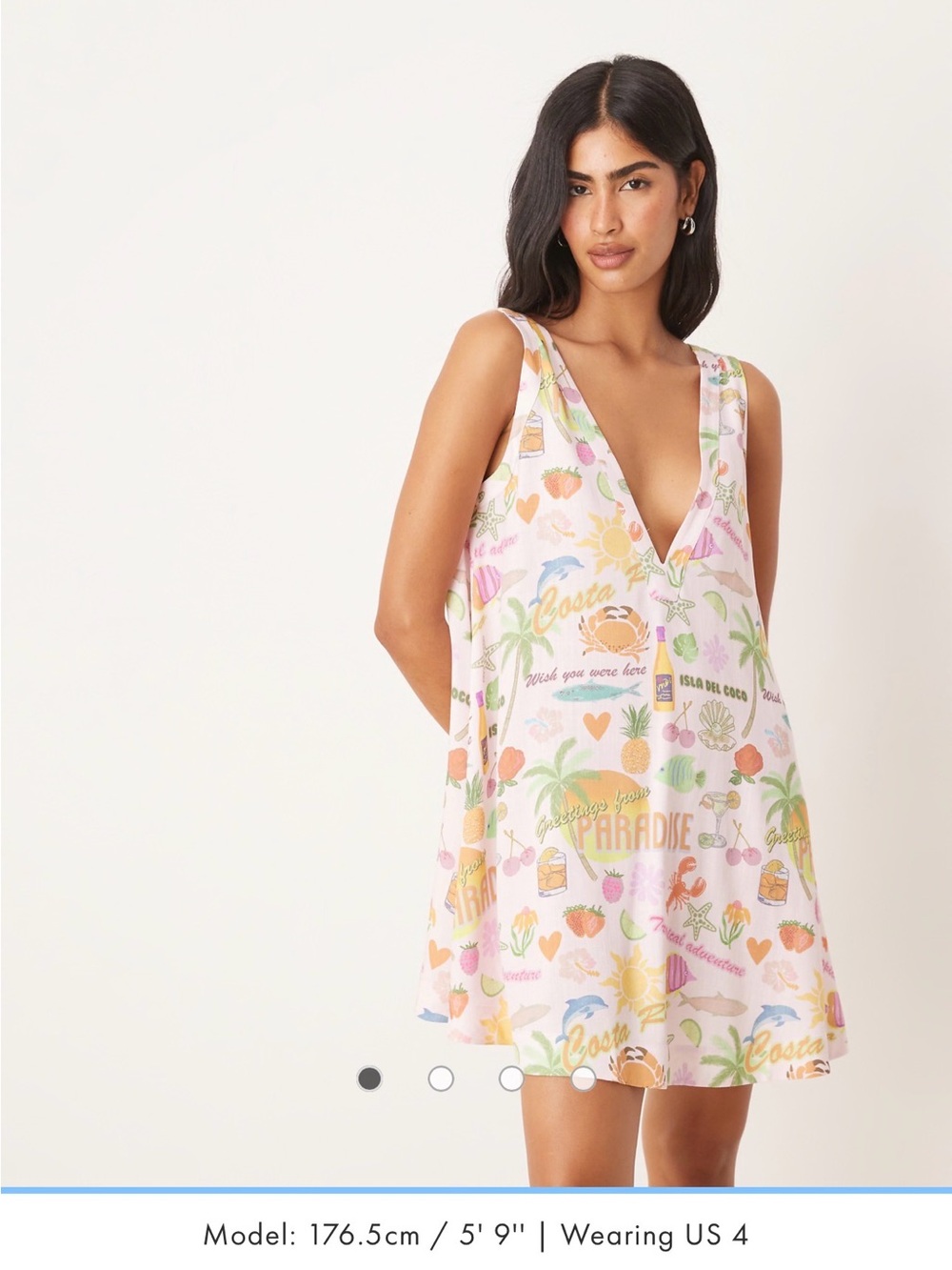 ASOS Pink Tropical Print Mini Dress